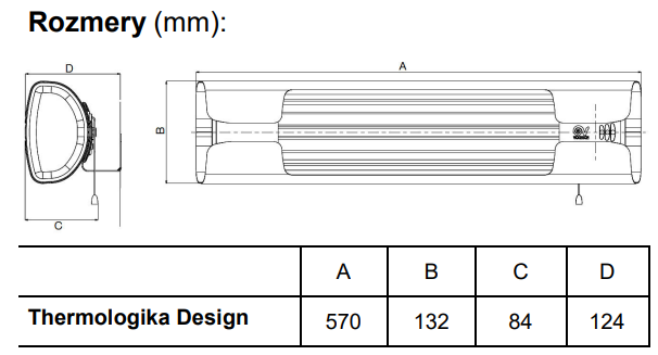 Infračervený ohrievač Vortice Thermologika Design Grigio (sivá farba) – Obrázok 4